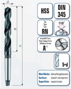 HSS Spiralbohrer mit Morsekegel MK2