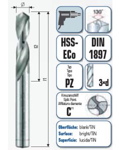 HSS PZ-Cobalt extra kurz DIN 1897 PZ