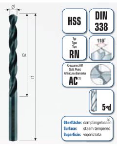 HSS Spiralbohrer Industriequalität mit Kreuzanschliff AC 601 in der 10er BOX