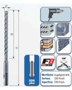 SDS-plus Hammerbohrer "F8" mit 4 Schneiden 310 mm