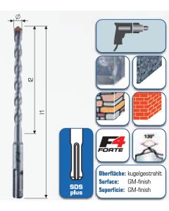 SDS-plus Hammerbohrer "F4" mit 2 Schneiden 600 mm